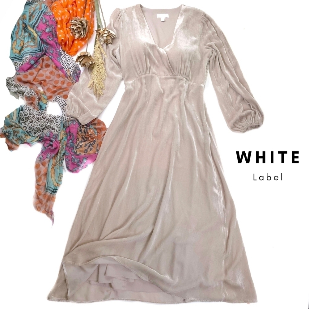 New White Label Cream Long Sleeve Dress Sz 12